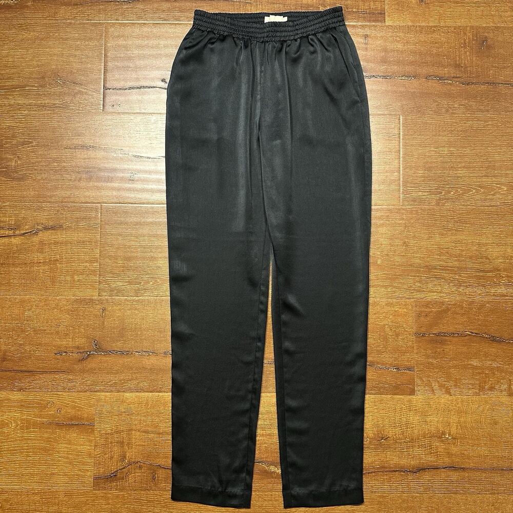Ame Silk Pants Womens M Black Pullon Straight Leg City Chic Glam Luxury Wealth